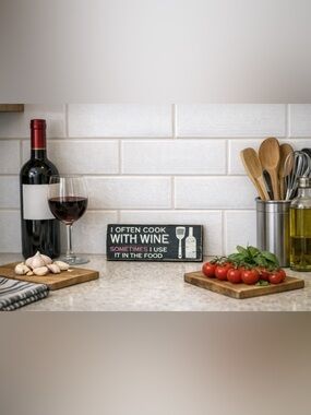 black wooden wine cooking decorative kitchen sign